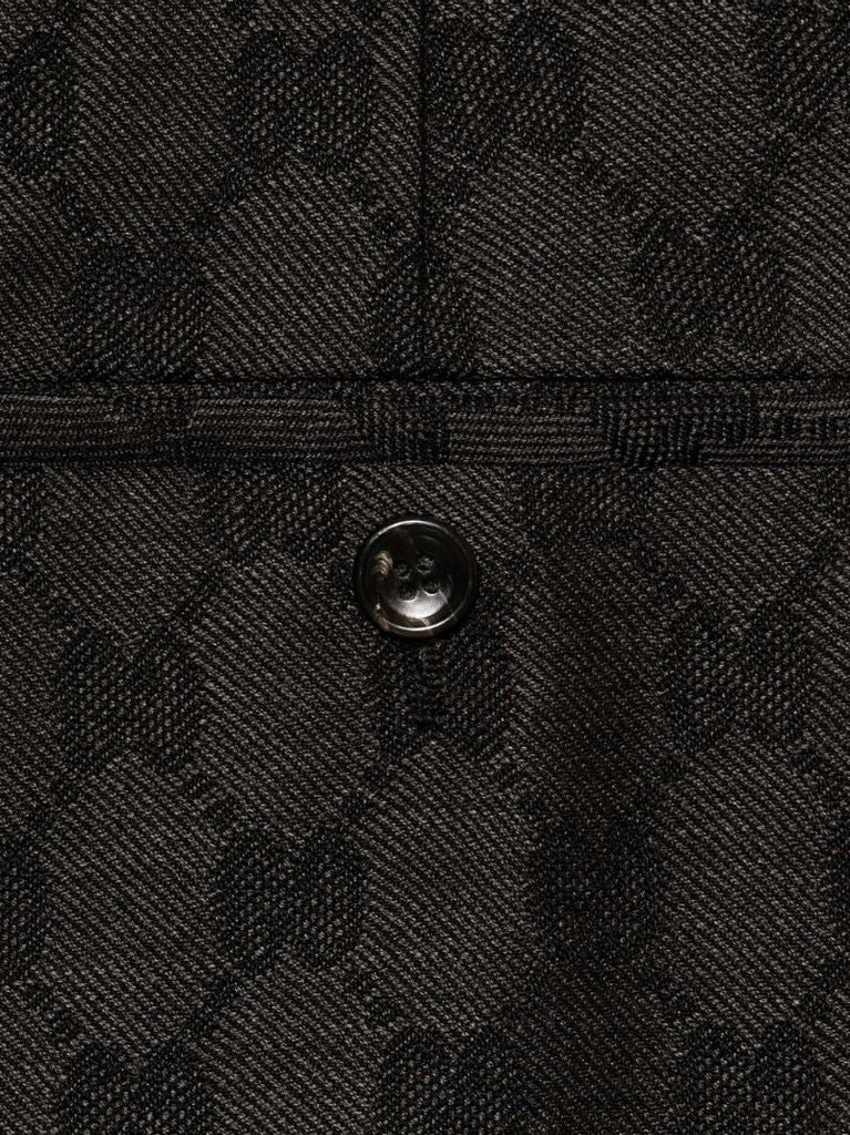 Grey Gg Wide-leg Wool Trousers