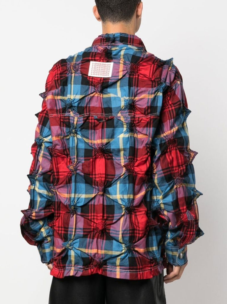 Red Spikey Check Workwear Jacket