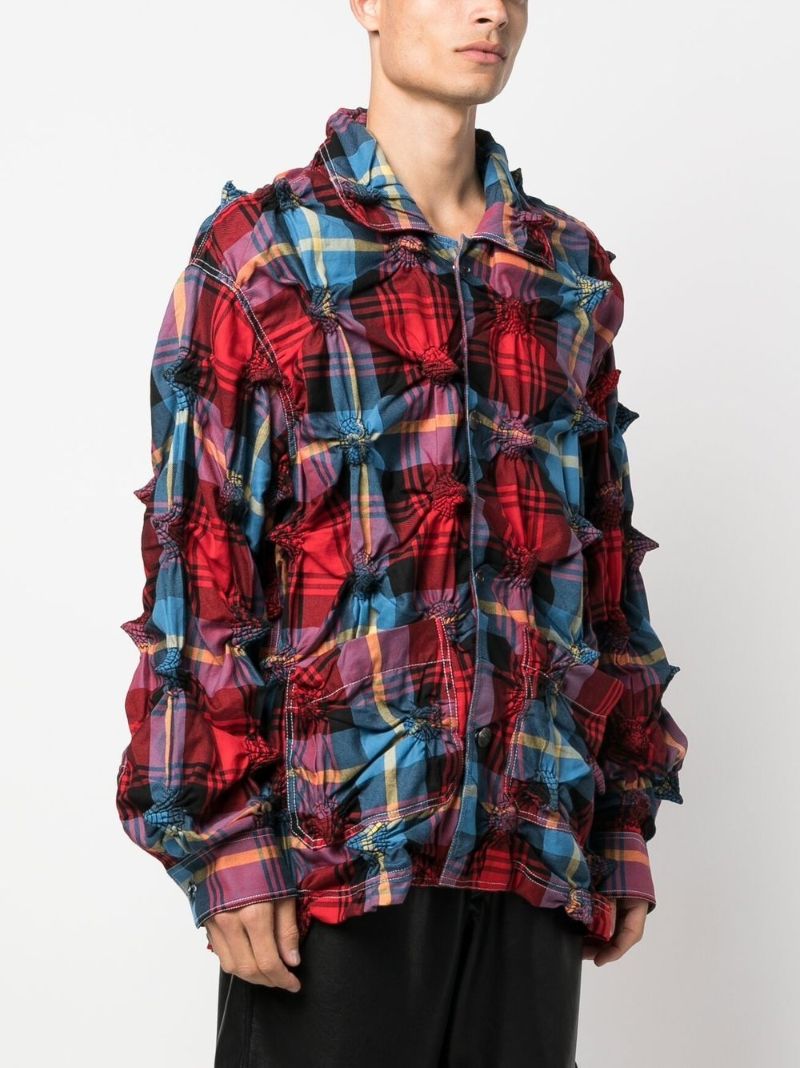 Red Spikey Check Workwear Jacket