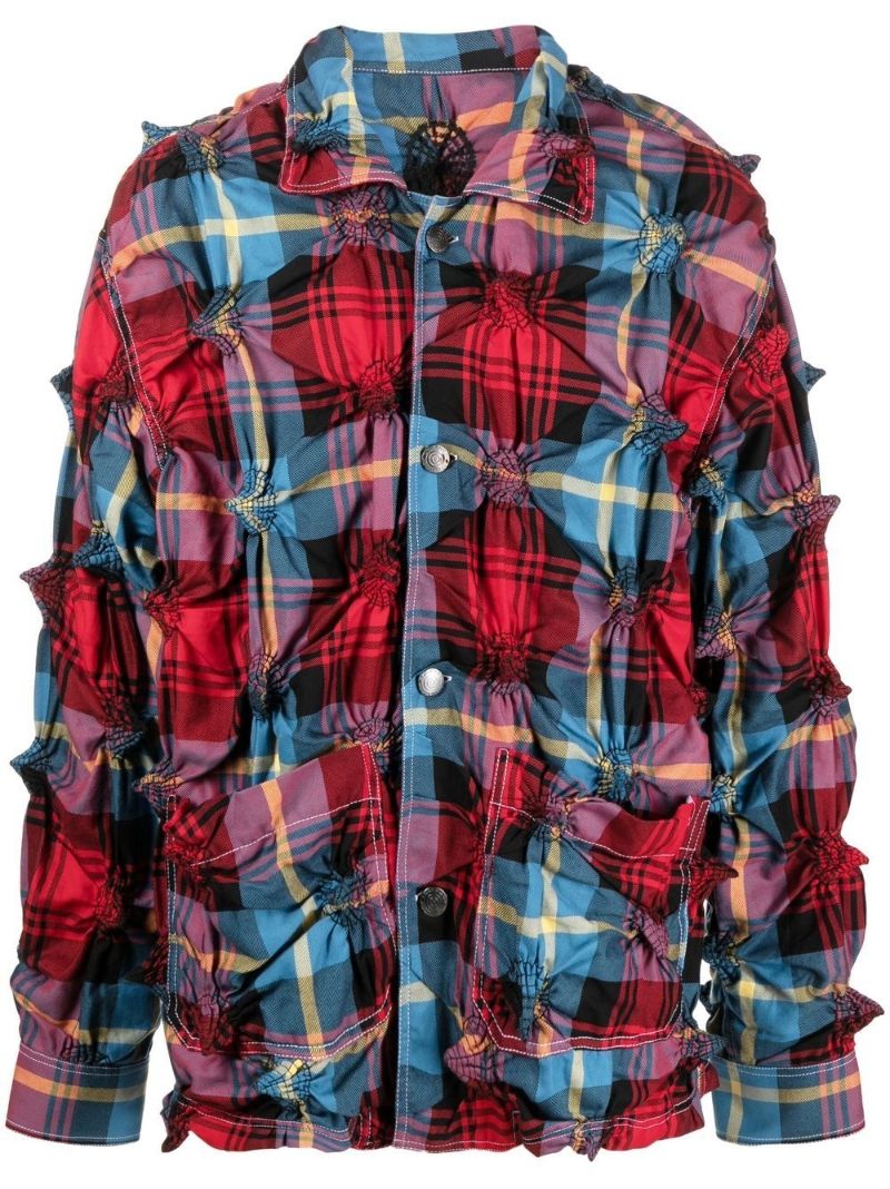 Red Spikey Check Workwear Jacket