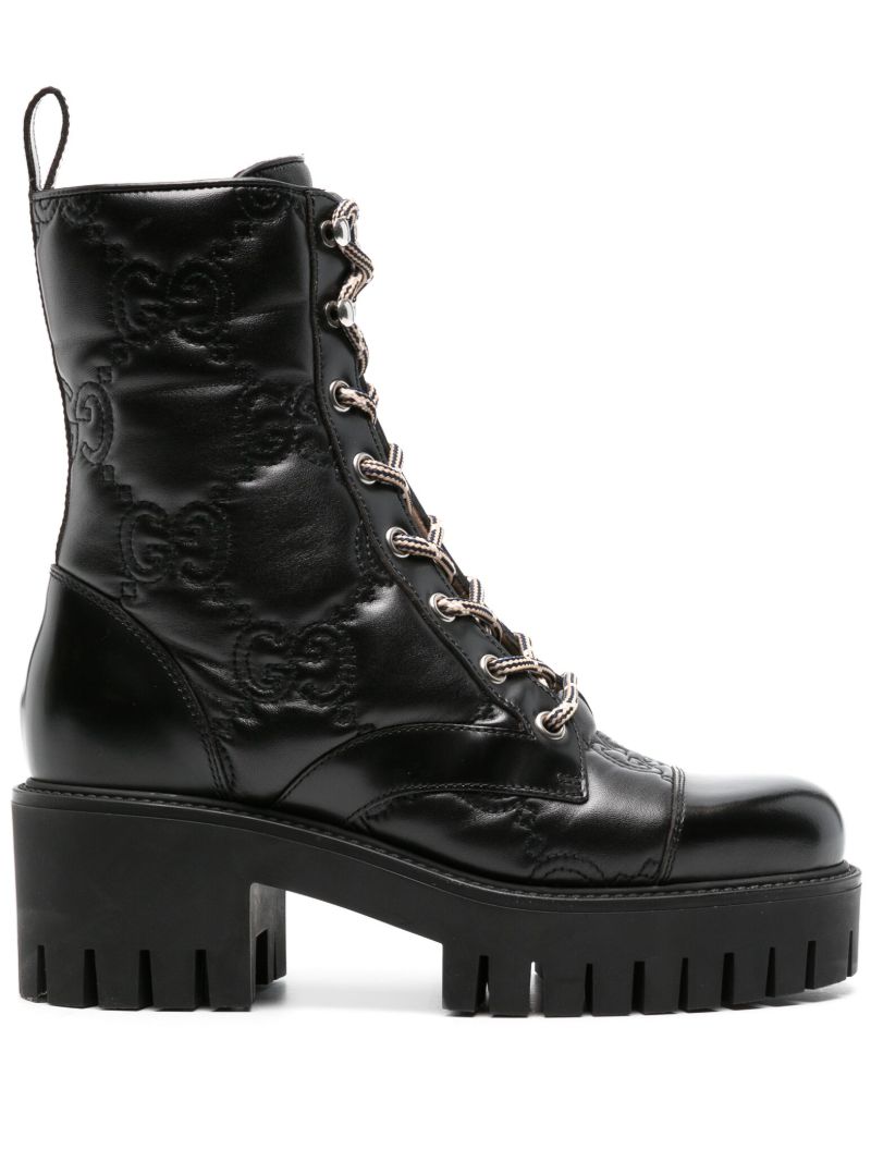 Black Gg MatelassÃ_x0083_Â© Leather Ankle Boots