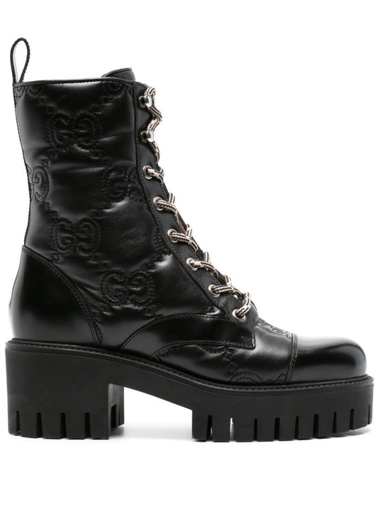 Black Gg MatelassÃ_x0083_Â© Leather Ankle Boots