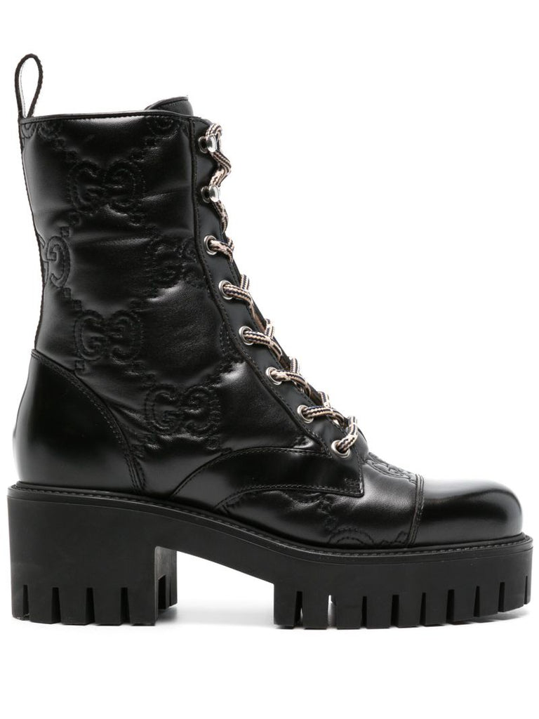 Black Gg MatelassÃ_x0083_Â© Leather Ankle Boots