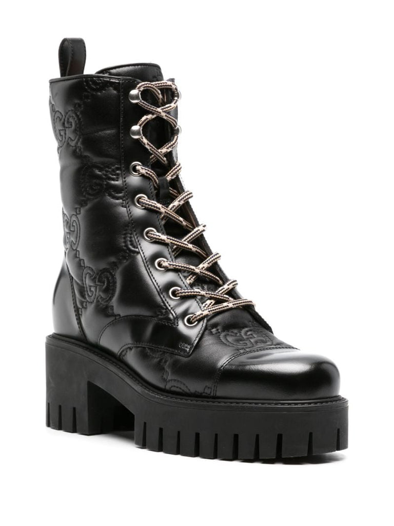 Black Gg MatelassÃ_x0083_Â© Leather Ankle Boots