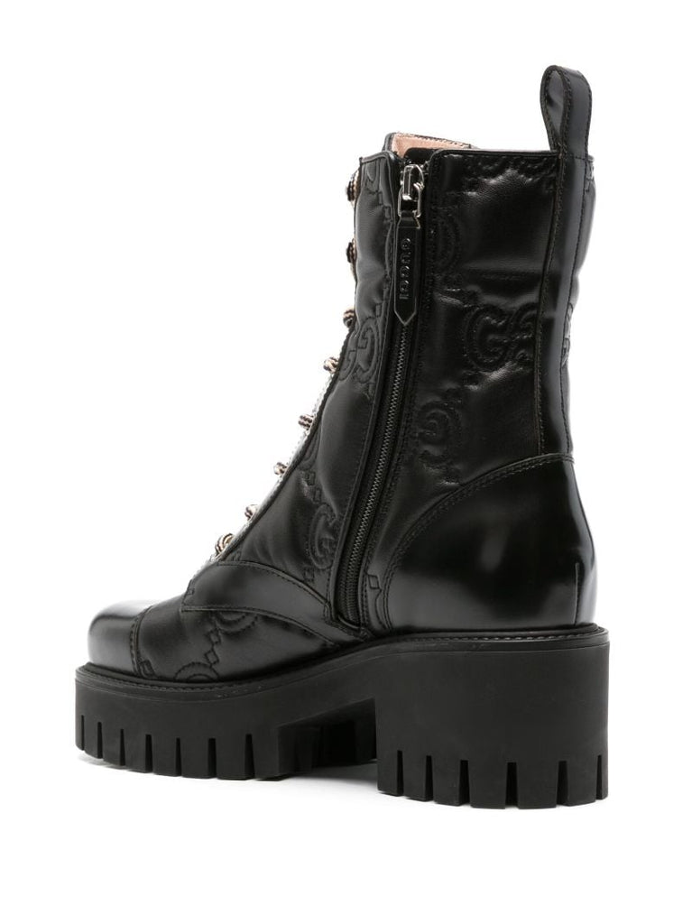 Black Gg MatelassÃ_x0083_Â© Leather Ankle Boots