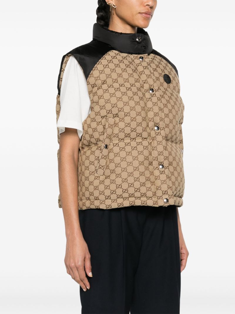 Neutral Gg Cotton Canvas Puffer Gilet