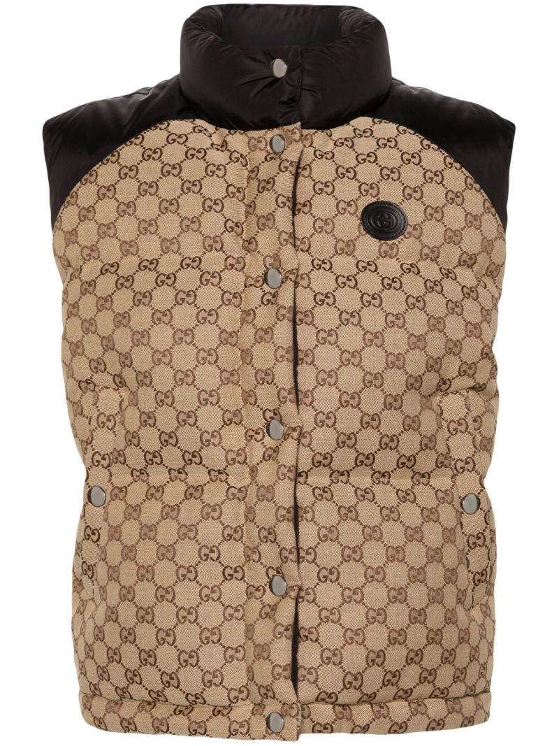 Neutral Gg Cotton Canvas Puffer Gilet