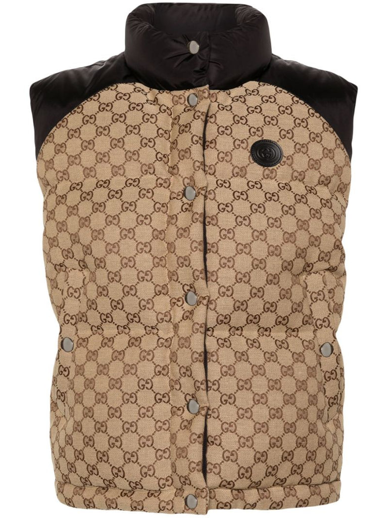 Neutral Gg Cotton Canvas Puffer Gilet