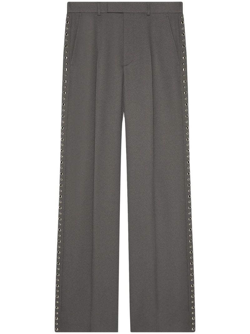 Grey Studded Straight-leg Trousers