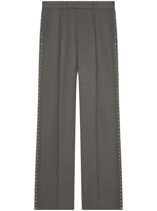 Grey Studded Straight-leg Trousers