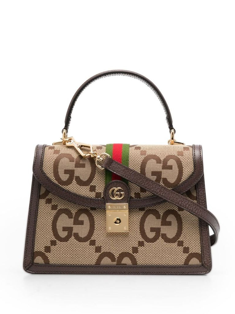 Neutral Ophidia Small Jumbo Gg Supreme Top Handle Bag