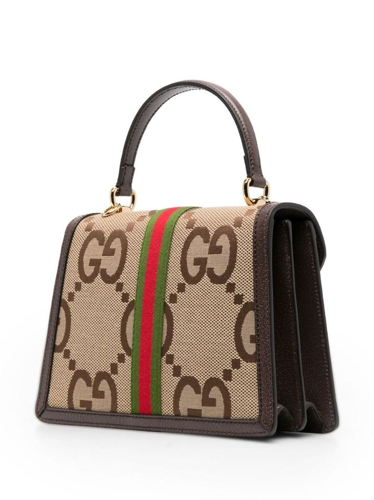 Neutral Ophidia Small Jumbo Gg Supreme Top Handle Bag