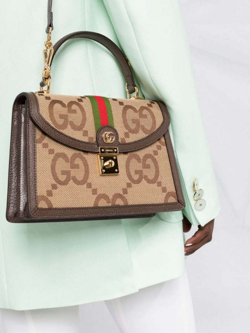 Neutral Ophidia Small Jumbo Gg Supreme Top Handle Bag
