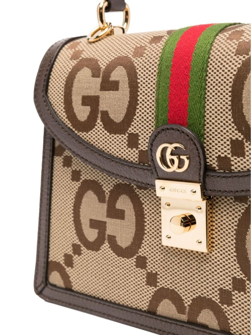 Neutral Ophidia Small Jumbo Gg Supreme Top Handle Bag