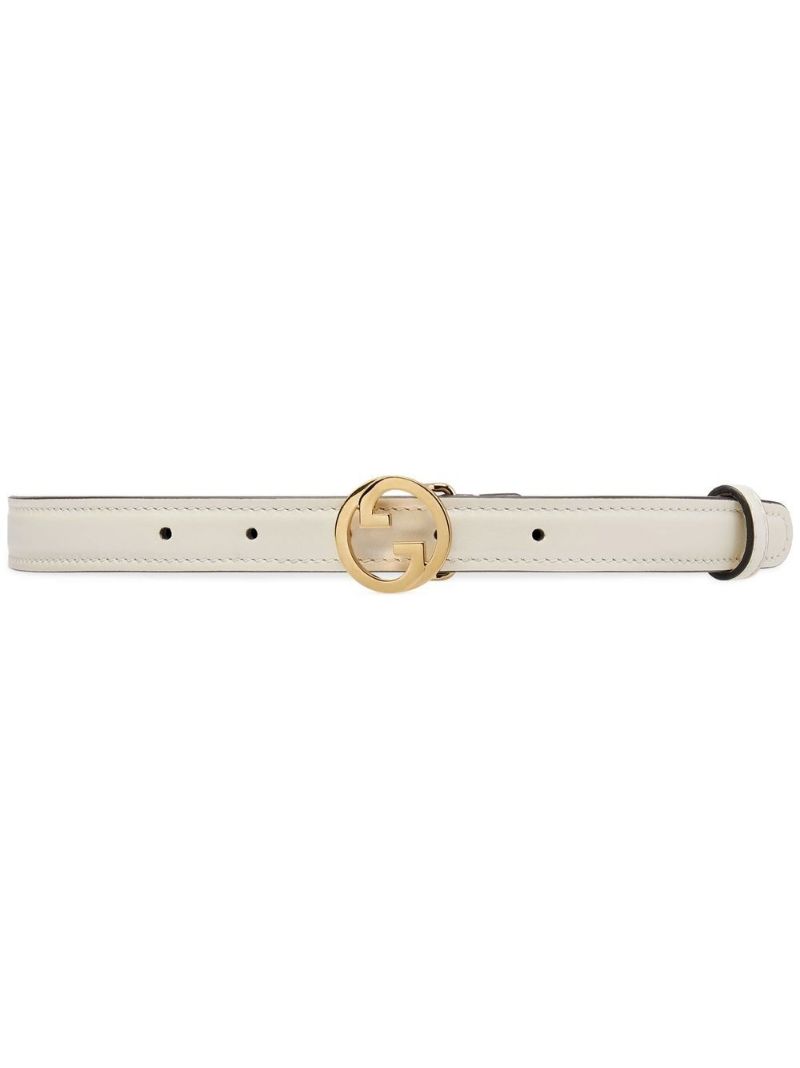 White Gg Leather Belt