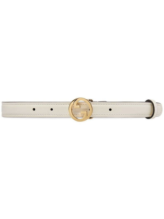 White Gg Leather Belt