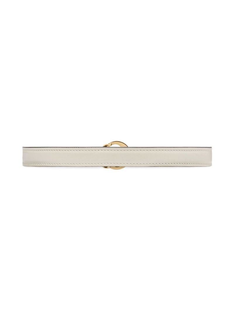 White Gg Leather Belt