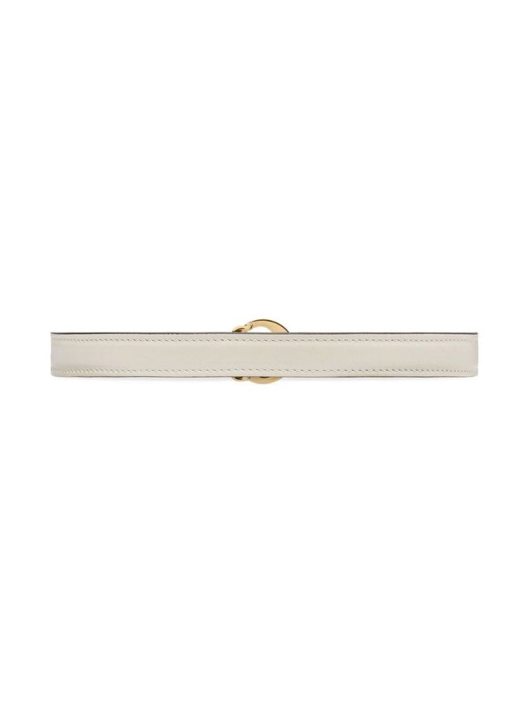 White Gg Leather Belt