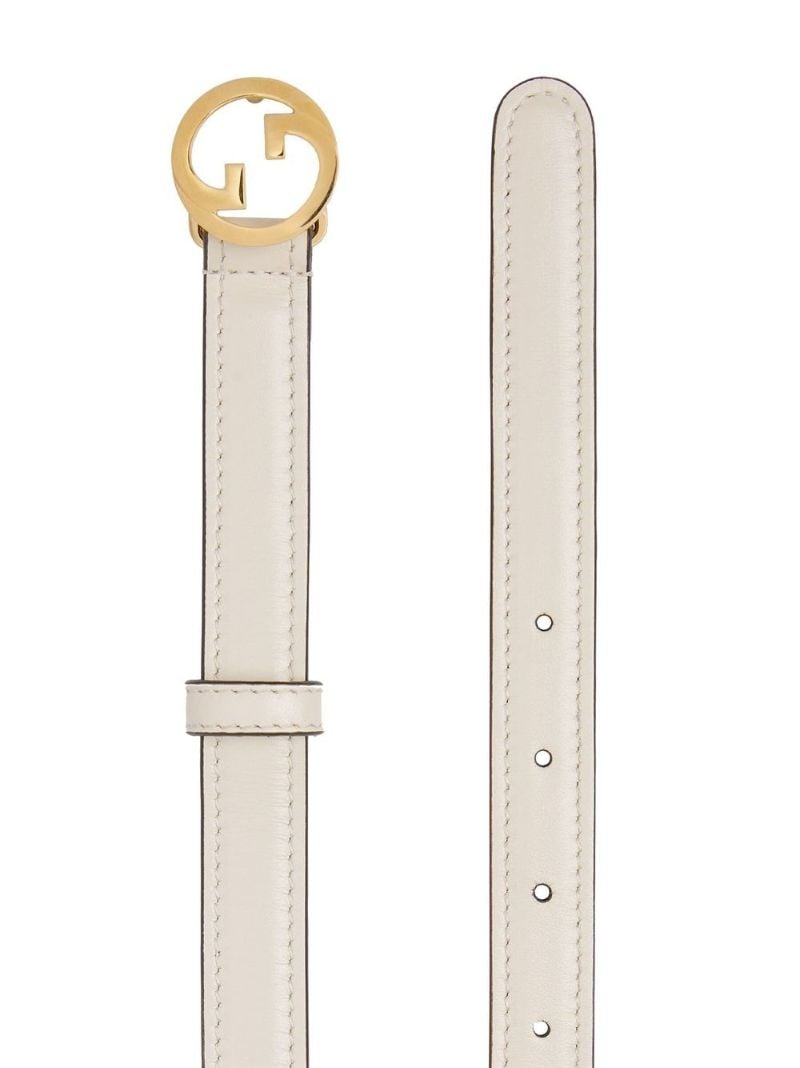 White Gg Leather Belt