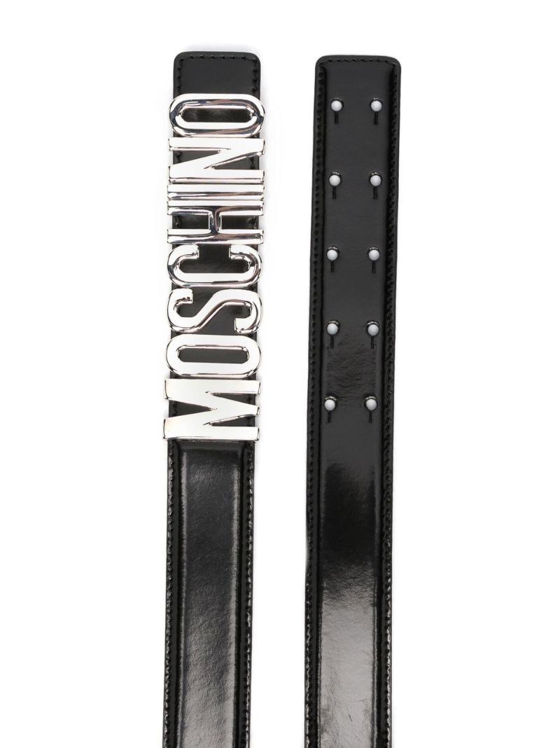 Black Logo Smooth Leather Belt