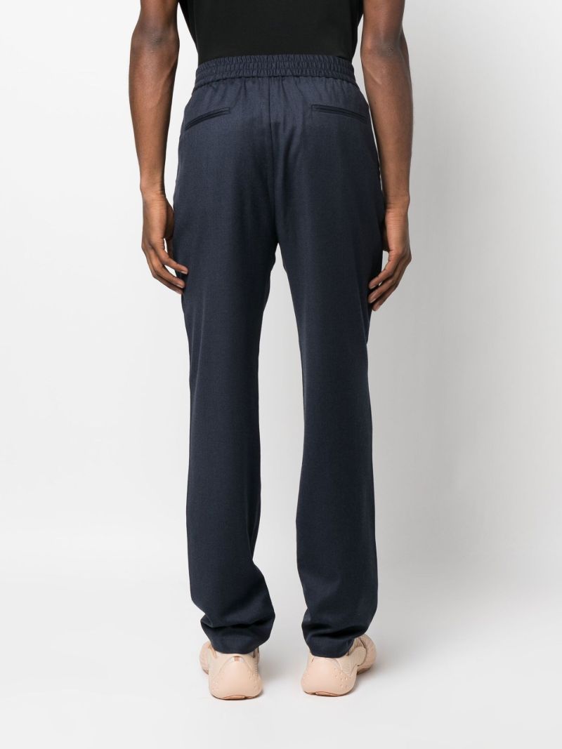 Blue Straight Leg Wool Trousers