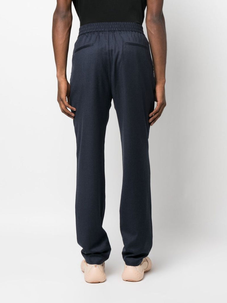 Blue Straight Leg Wool Trousers