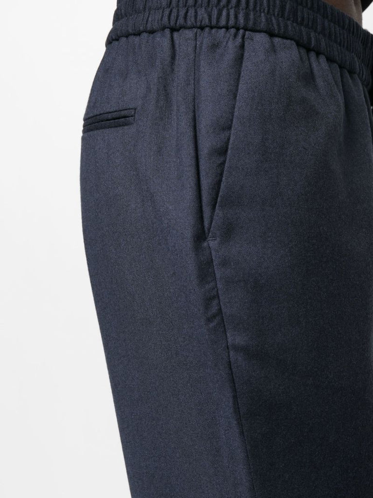 Blue Straight Leg Wool Trousers