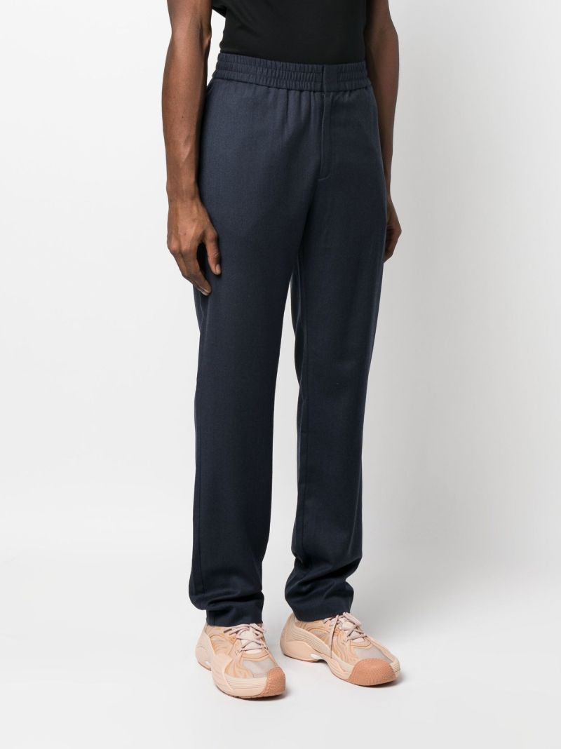 Blue Straight Leg Wool Trousers
