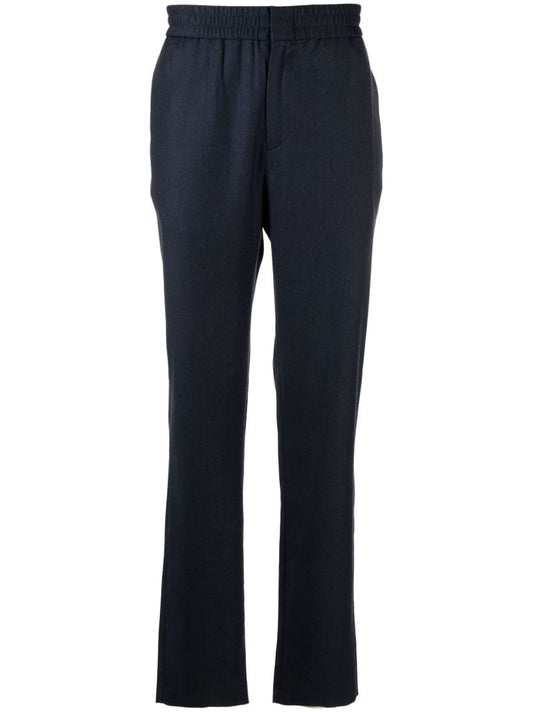 Blue Straight Leg Wool Trousers