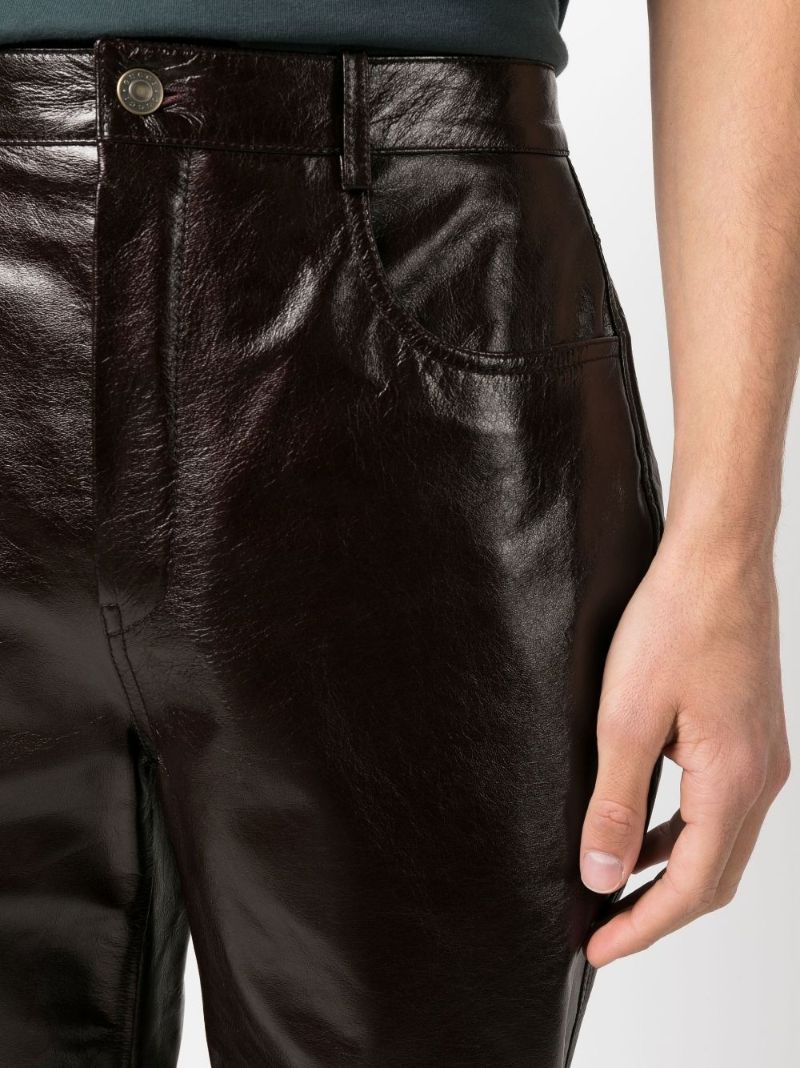 Black Leather Straight-leg Trousers