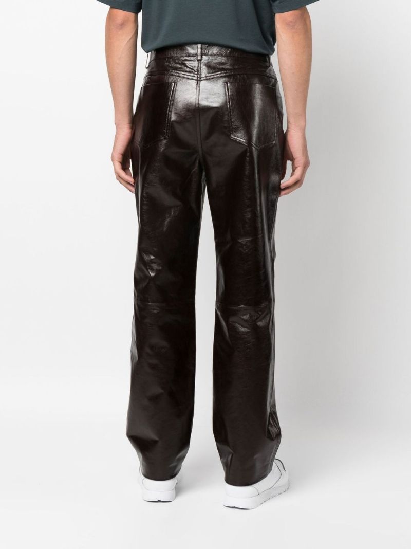 Black Leather Straight-leg Trousers