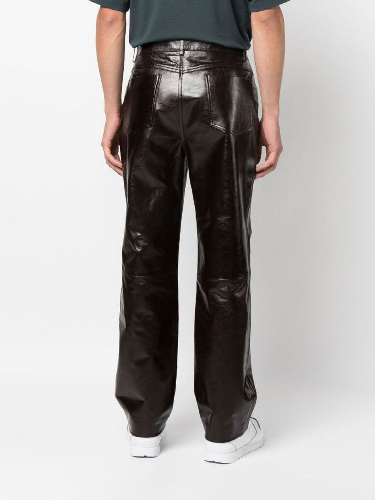 Black Leather Straight-leg Trousers