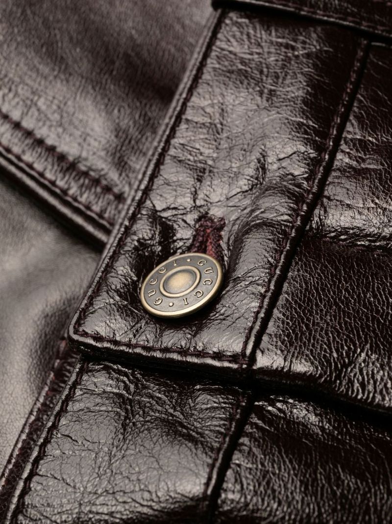 Black Leather Straight-leg Trousers