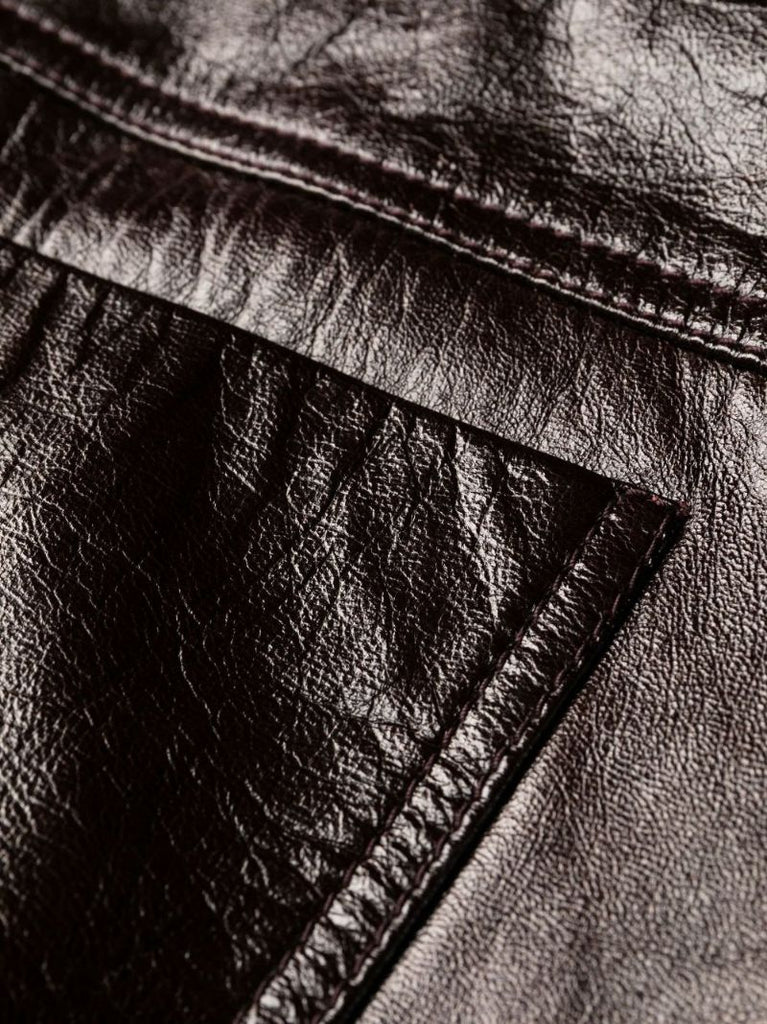 Black Leather Straight-leg Trousers