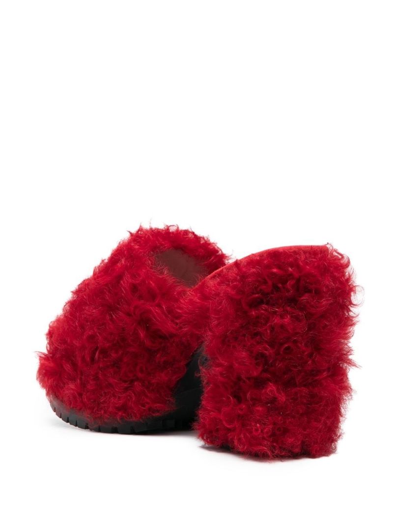 Red Les Terriers 120 Shearling Mules