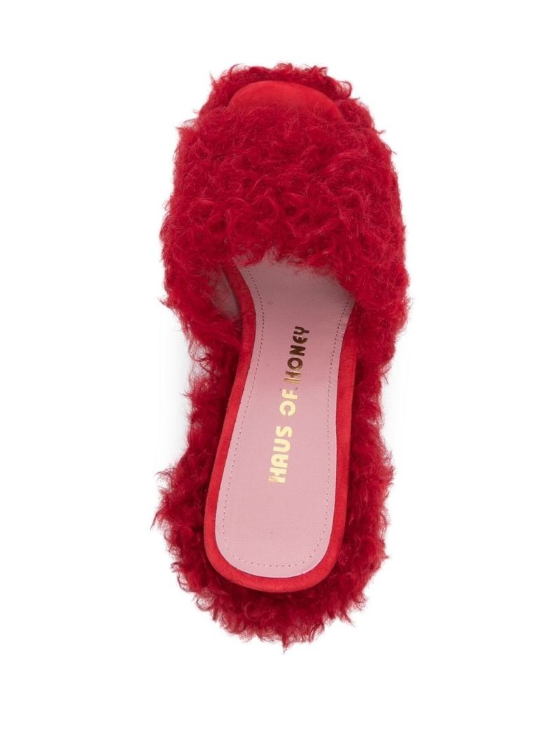 Red Les Terriers 120 Shearling Mules