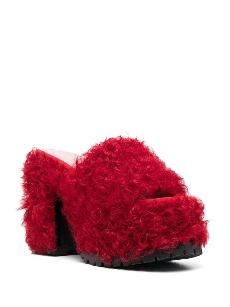 Red Les Terriers 120 Shearling Mules