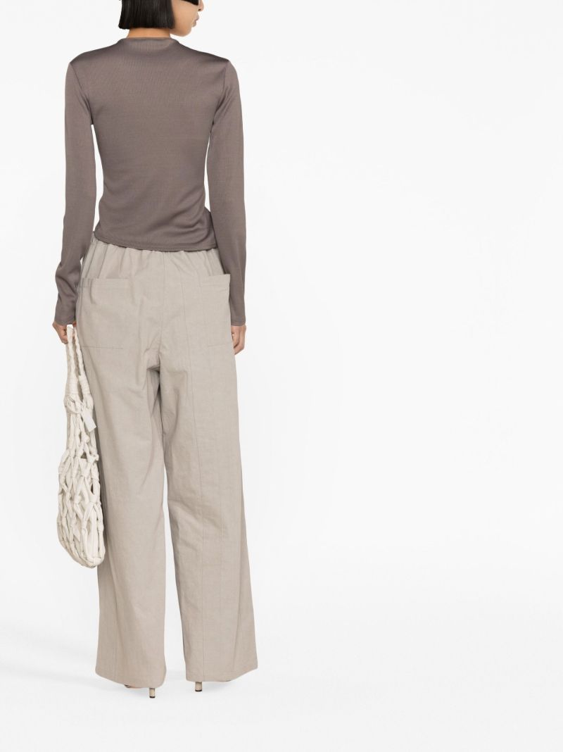 Neutral Wide-leg Cotton Trousers