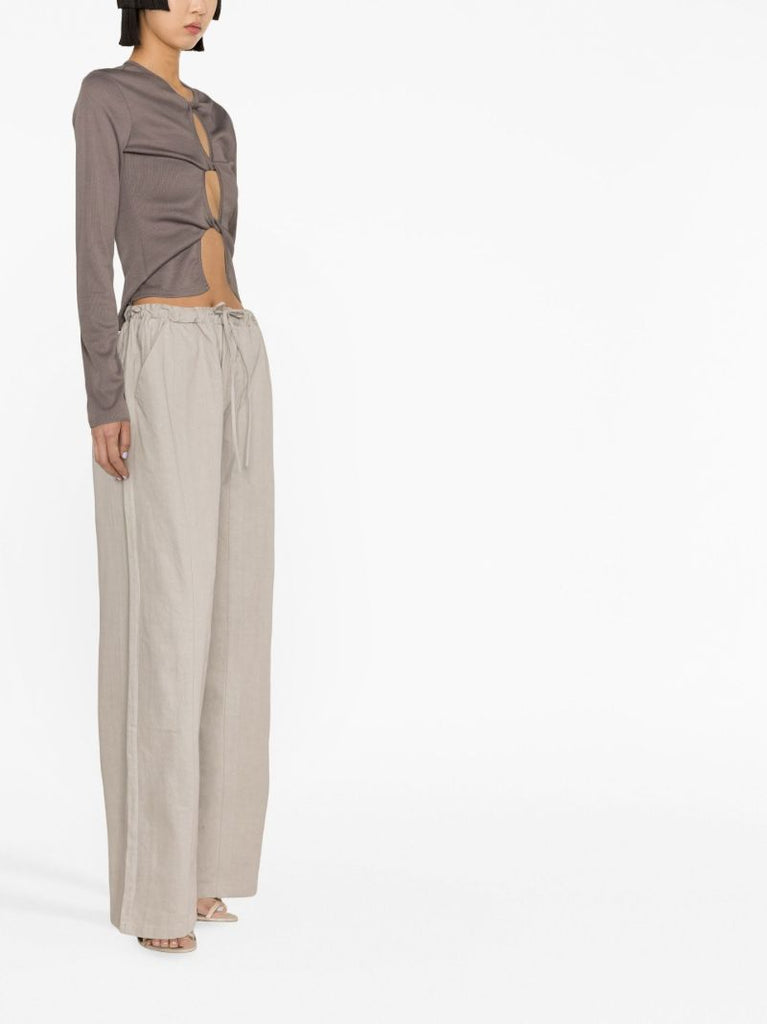 Neutral Wide-leg Cotton Trousers