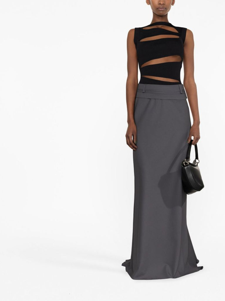Grey High Waist Wool Skirt