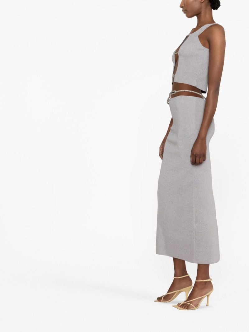 Grey Crystal Cut-out Tank Top
