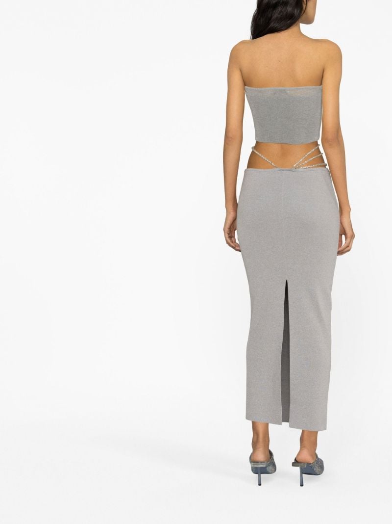 Grey Crystal Lattice Midi Skirt