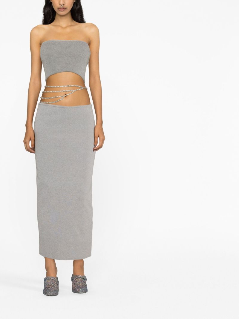 Grey Crystal Lattice Midi Skirt