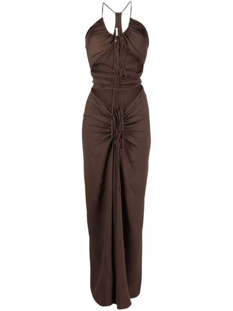 Brown Disconnect Cut-out Ruched Dress