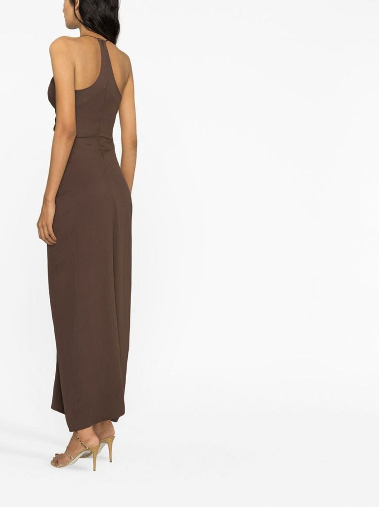 Brown Disconnect Cut-out Ruched Dress