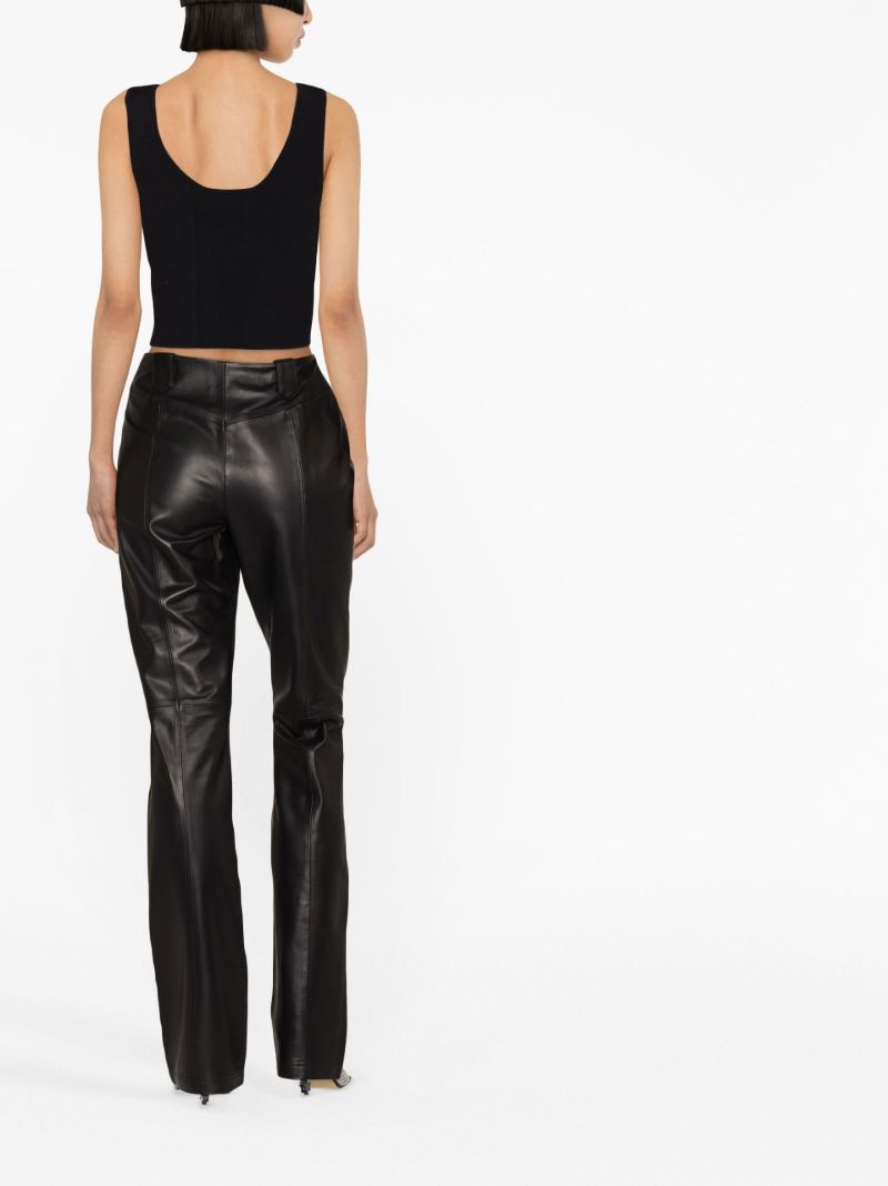Black Ronnie Flared Leather Trousers