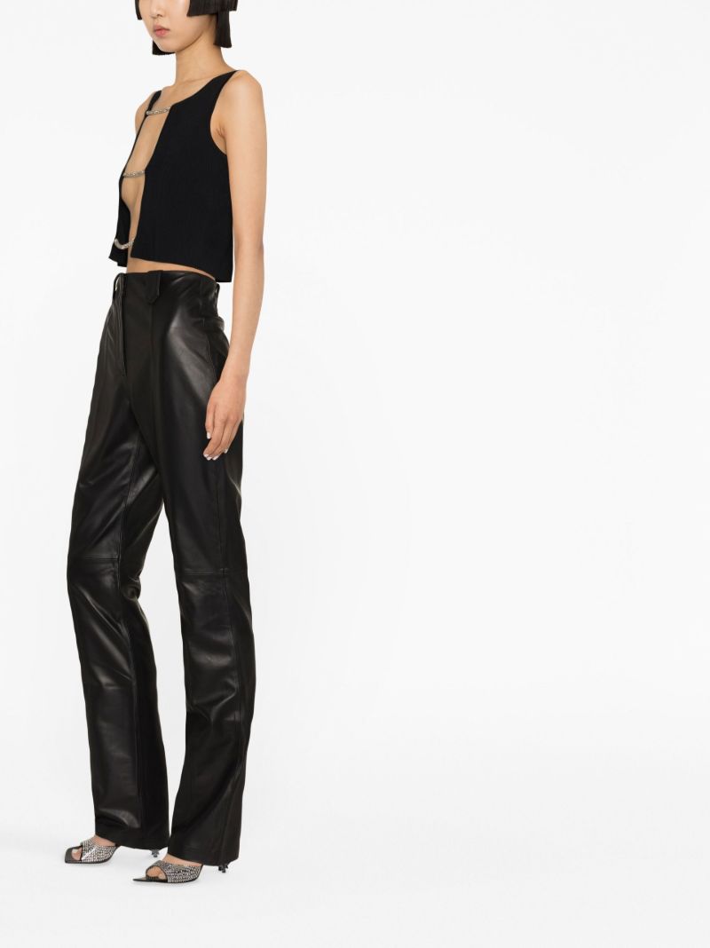 Black Ronnie Flared Leather Trousers