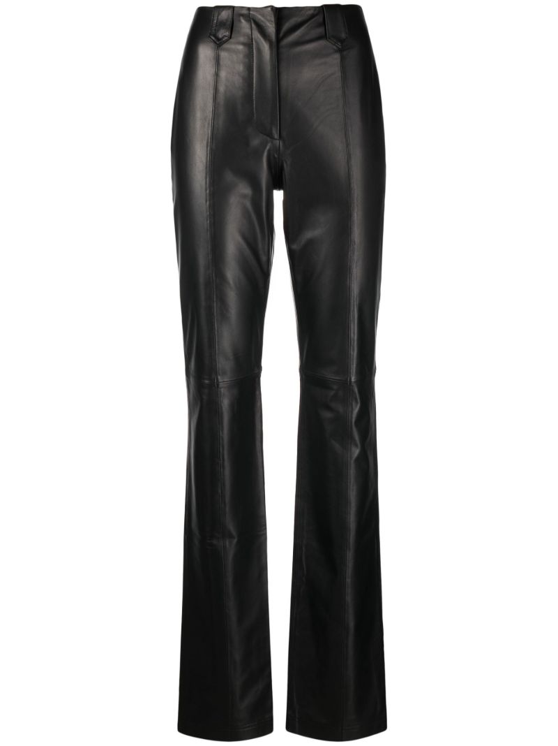 Black Ronnie Flared Leather Trousers