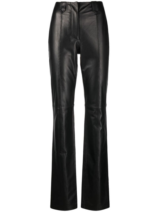 Black Ronnie Flared Leather Trousers