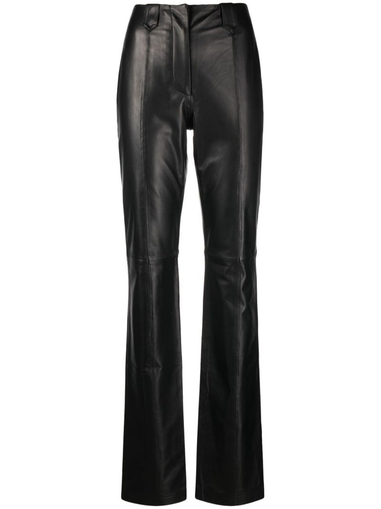 Black Ronnie Flared Leather Trousers